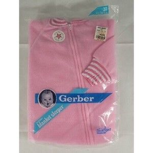 Vintage Gerber Blanket Sleeper Baby Toddler Footie Pajamas Size 3T Light Pink